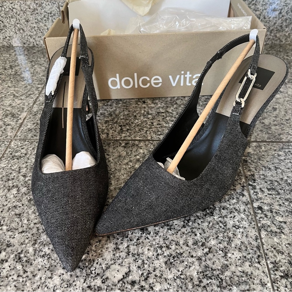 ❌SOLD❌ Dolce Vita Black Denim Heels - Picture 2 of 8